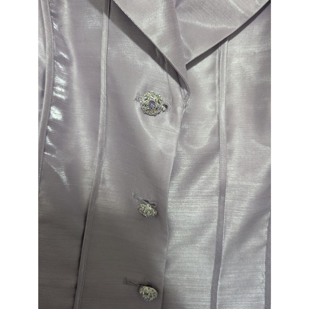 NINA MASSINI! LAVENDER PURPLE SATIN 2 PC JEWELED BUTTON SKIRT, JACKET SUIT! 10 - Picture 6 of 15